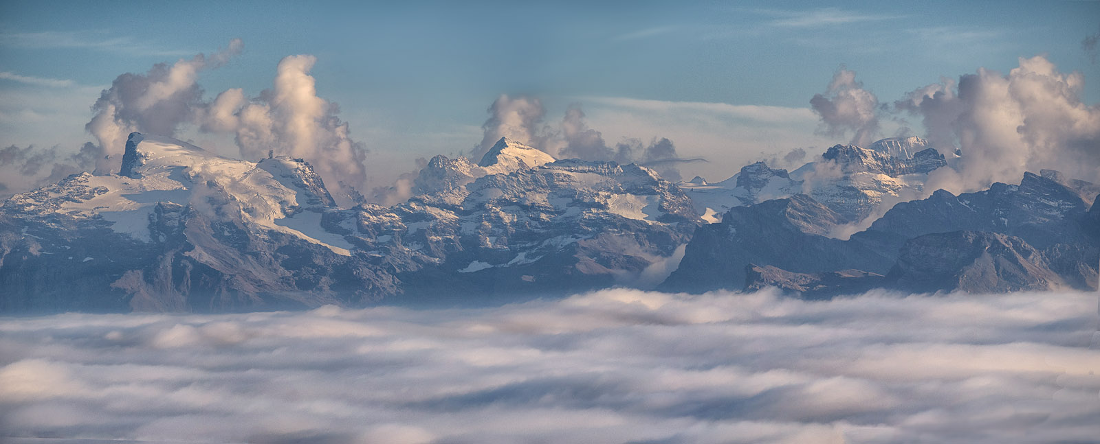 View from Mount Pilatus to the mountain chain Titlis