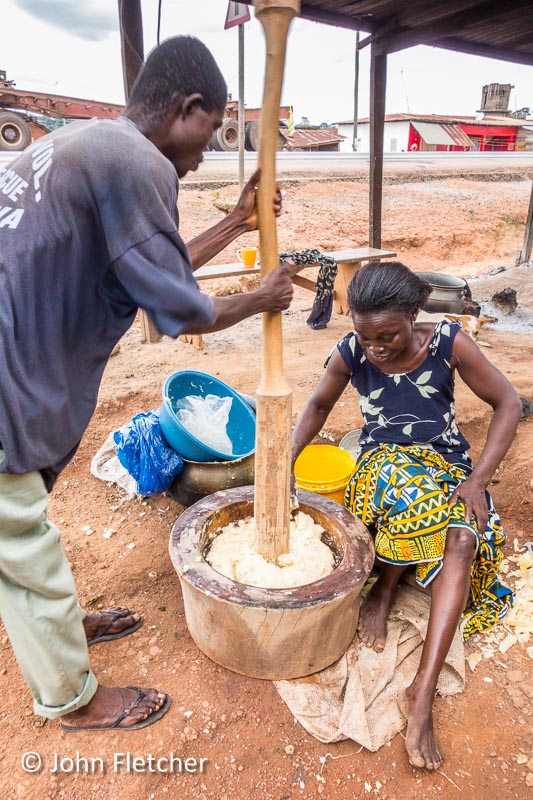 Pounding Casava for Fufu