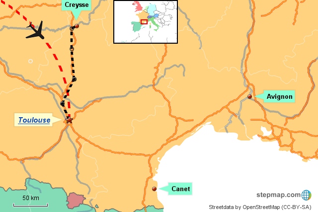 Carte de notre itinraire en France