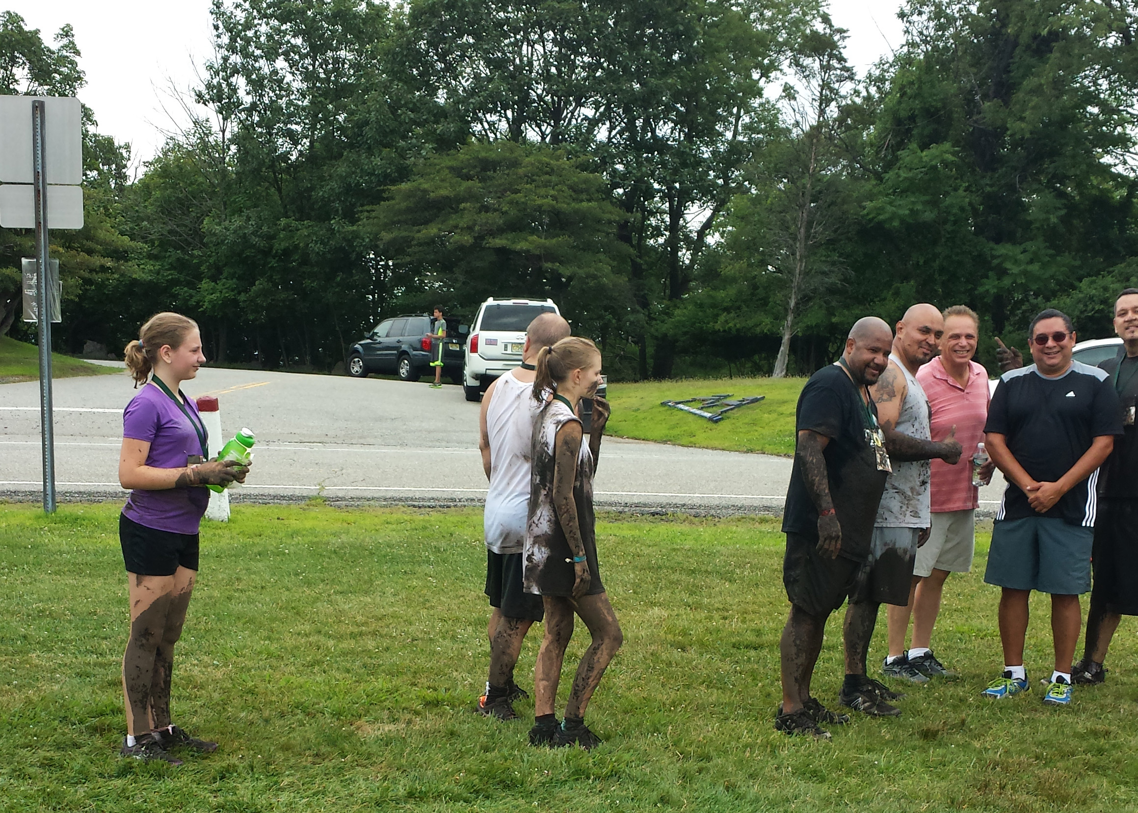 Waiting to get shot with firehose
