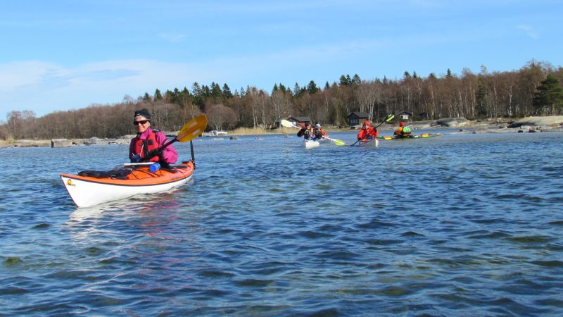 Kerstin, Palle, Ulf, Eva och Micke med ryggen mot kameran
