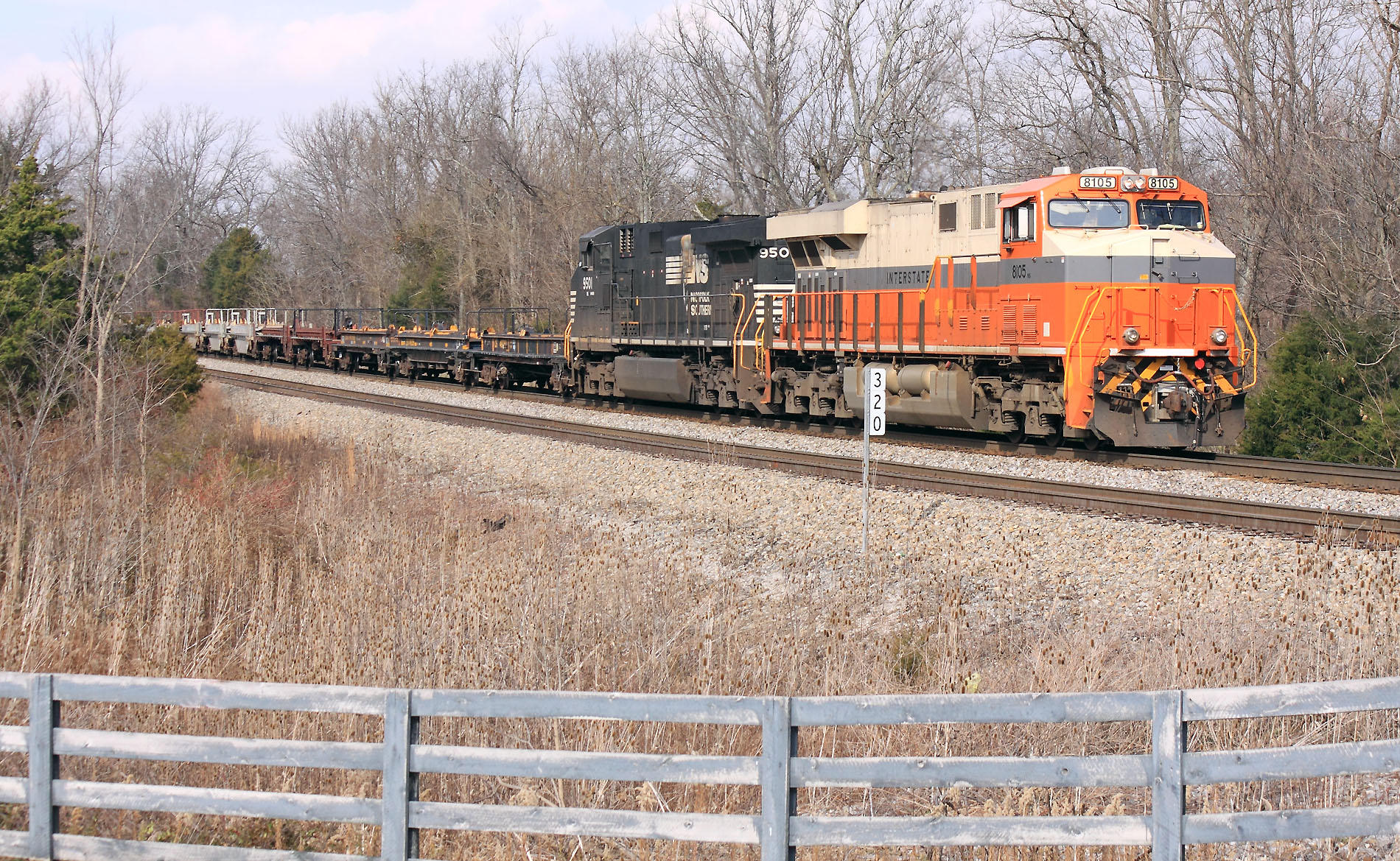 Interstate 8105 leads train 61R at East Waddy, KY 