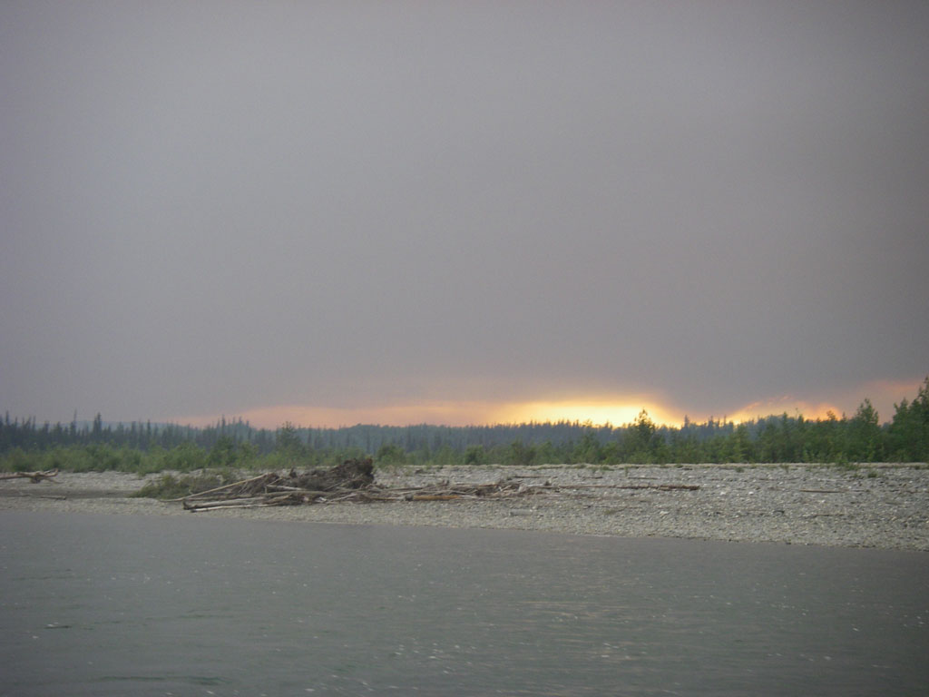 smoky sun on horizon