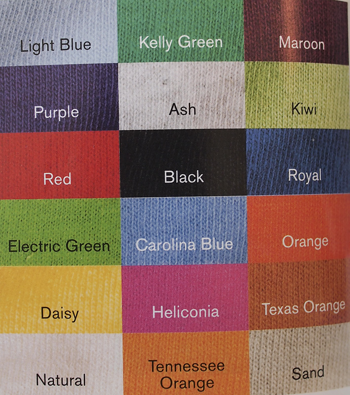 Color Options For 50/50 Blend Shirts