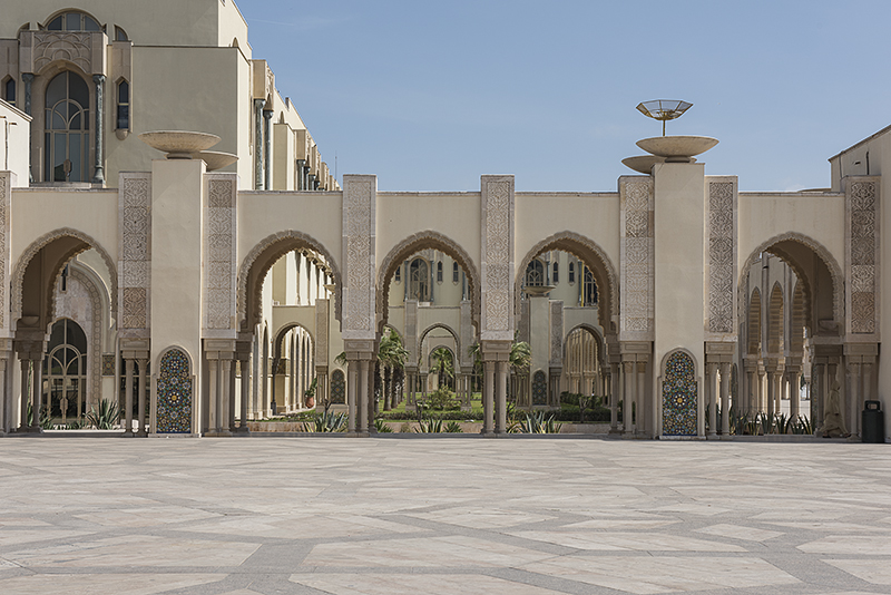Across the plaza