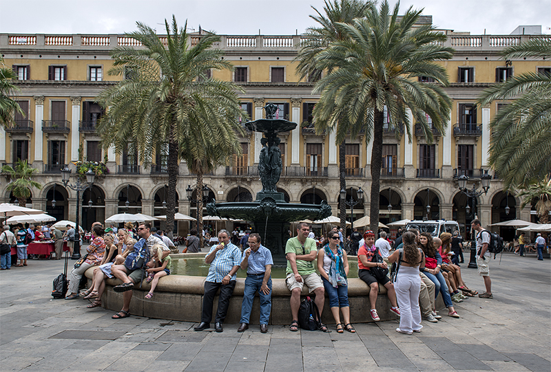 Enjoying the plaza