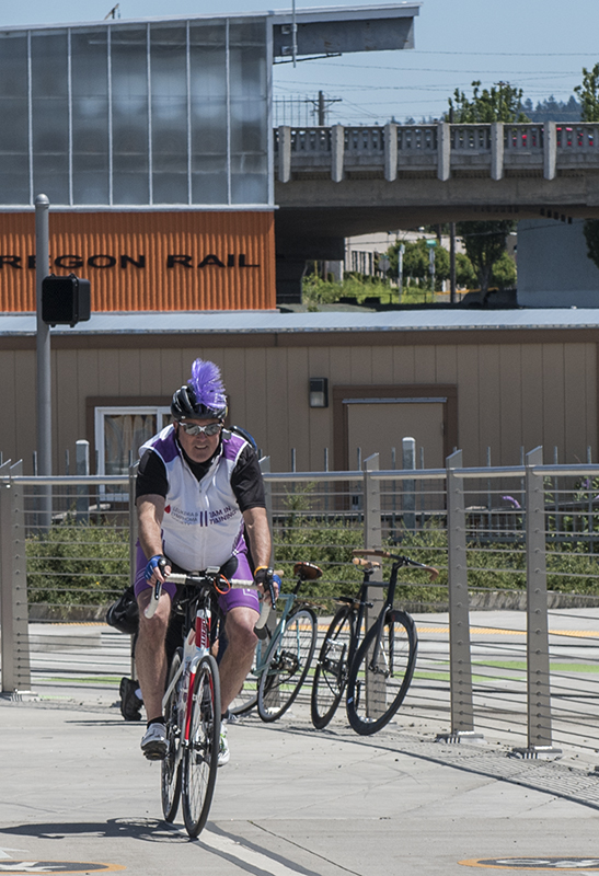 Purple cyclist