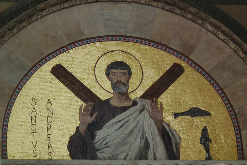 St Andrews mosaic over Cathedral door