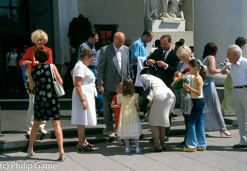 Christening party outside the Cathedral, Vilnius