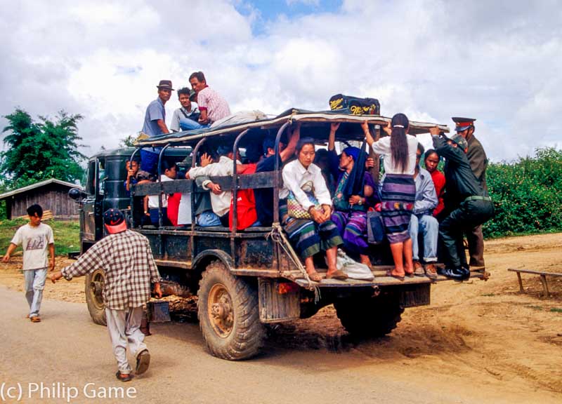 Laos: Rural bus, Plain of Jars