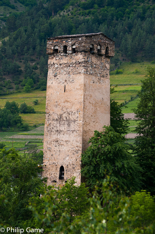 Stone tower en route to Ushguli