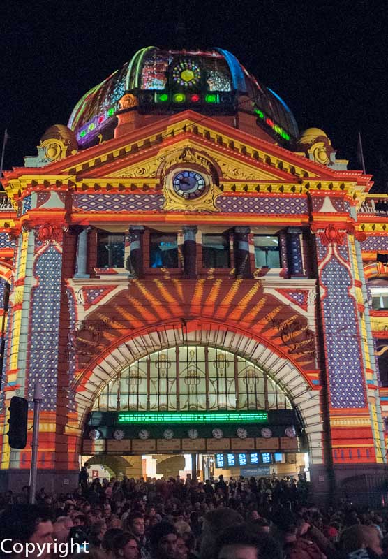 Flinders Street illuminated for White Night Festival
