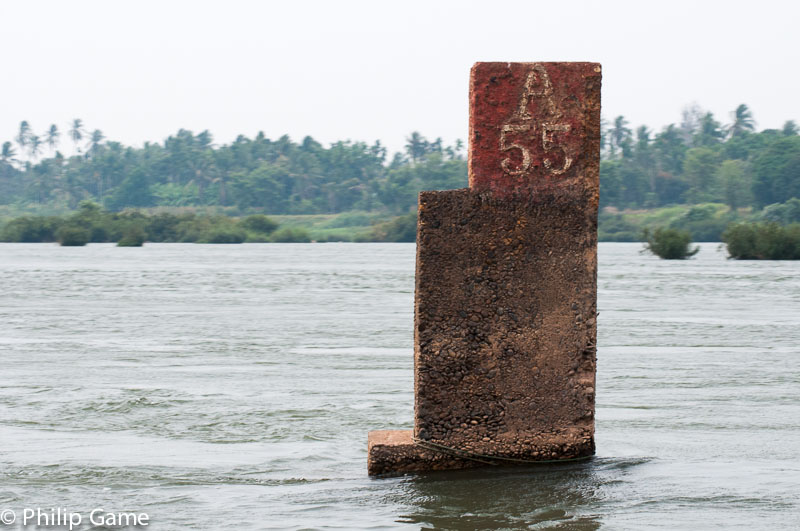 French channel markers in the river