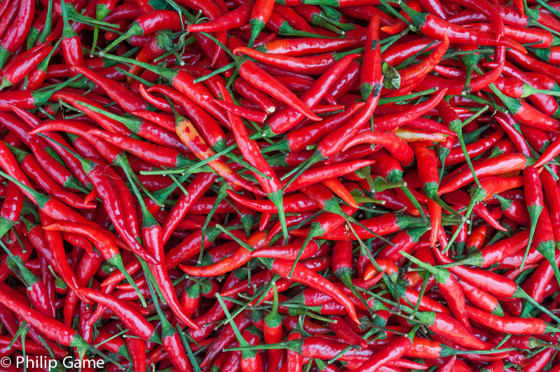 Chilli peppers in the market at Ban Lung