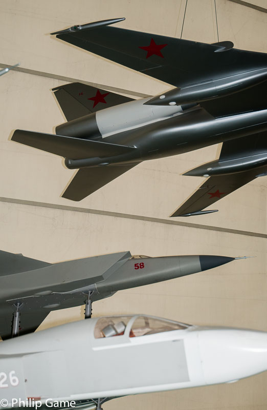 Model Soviet fighter aircraft at the National Cold War Exhibition