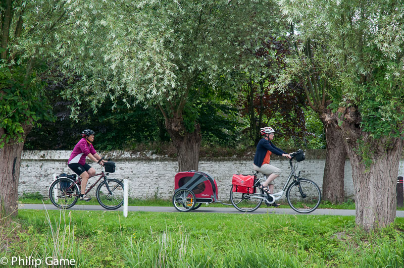 Cyclists following the canal towpath
