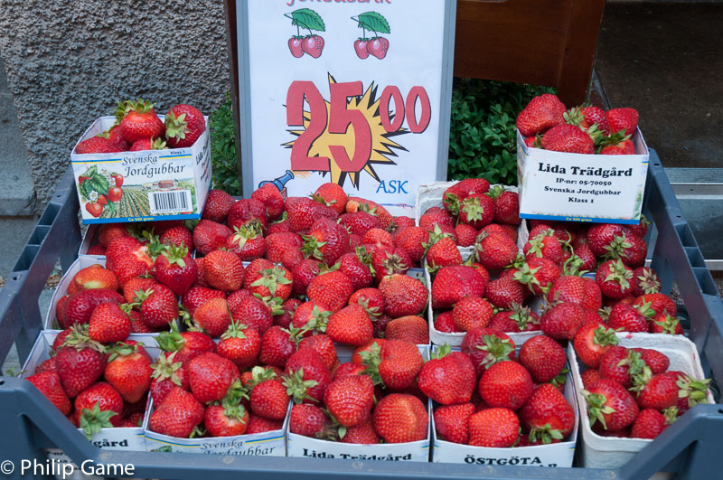 Fresh strawberries for sale, Stockholm