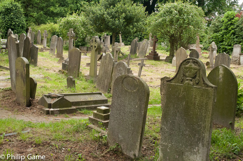 Churchyard at St John's; famous names are buried here