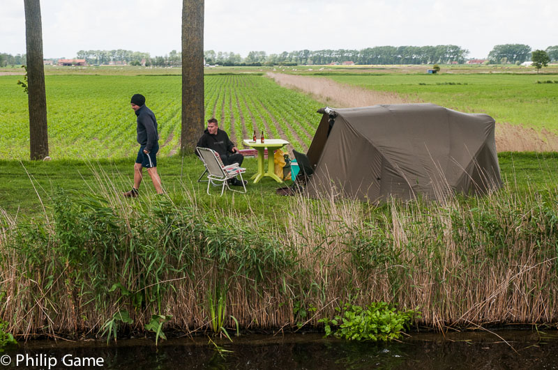 Anglers camping beside the canal
