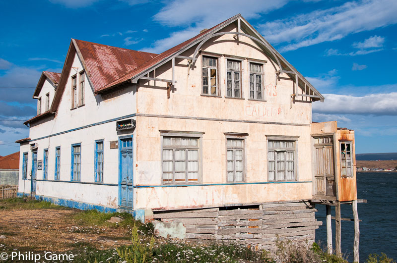 Unoccupied building on the shore at Porvenir