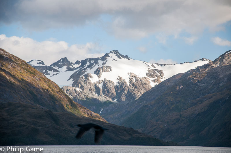 Snowy peaks line the waterways