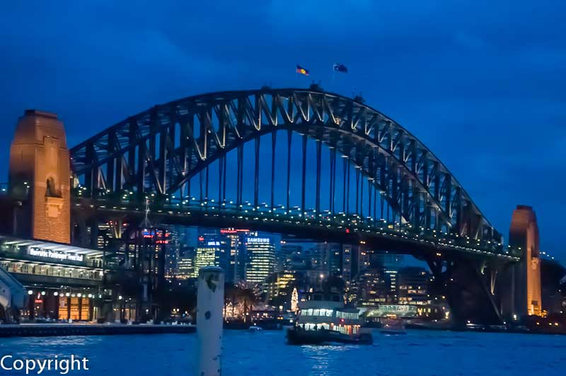 Harbour Bridge at night from Circular Quay, Sydney