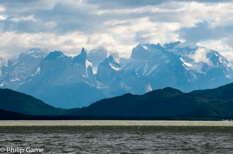 Los Cuernos del Paine seen from the Ultima Esperanza Fiord
