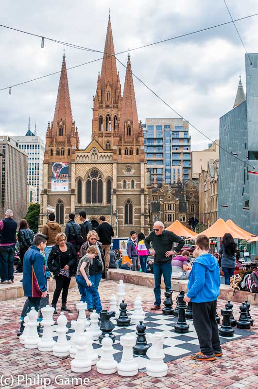 Outdoor chess in Federation Square
