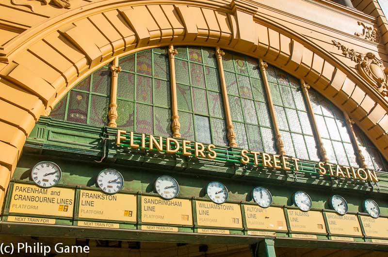 Under the clocks at Flinders Street