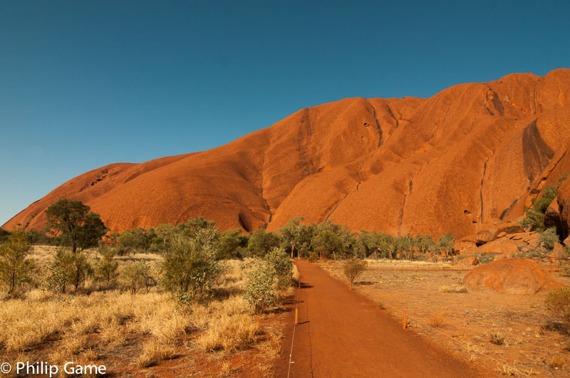 Cycling and walking path around Uluru, late afternoon