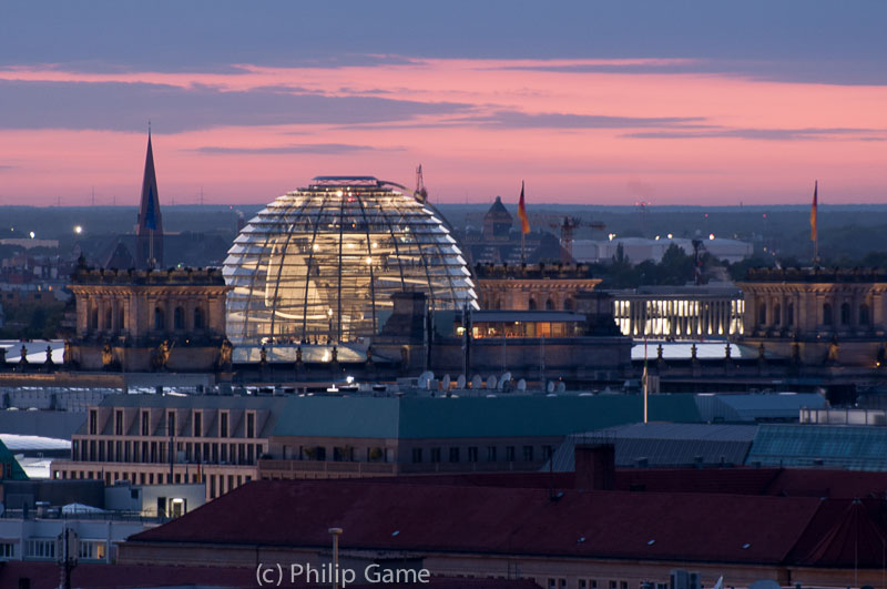 The Reichstag dome at sunset
