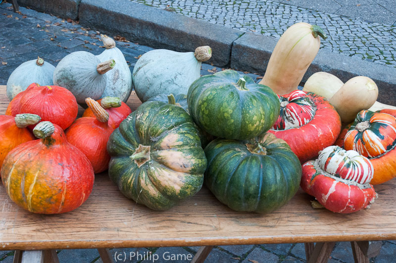 Organically-grown pumpkins at Chamissoplatz organic market, Kreuzberg
