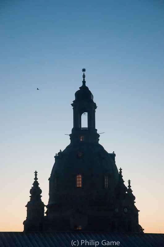 Dawn over the Frauenkirche, from our hotel window