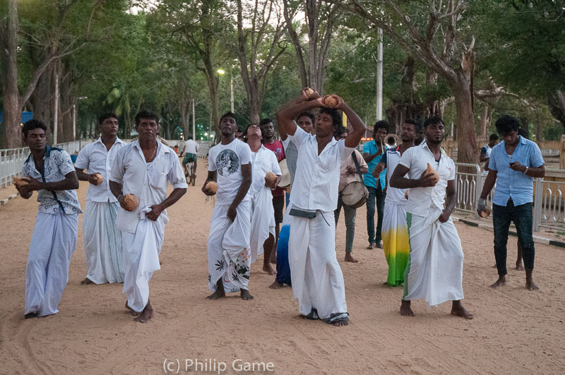 Musicians perform at the evening puja, Kataragama