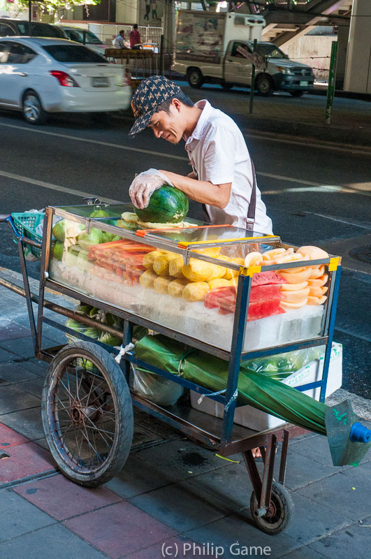 Fruit vendor outside Emporium Mall