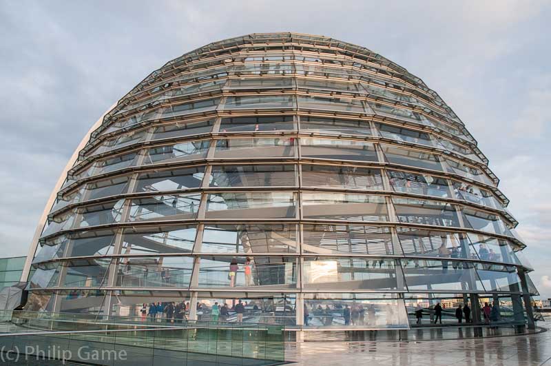 Approaching the Bundestag dome, designed by Sir Norman Foster