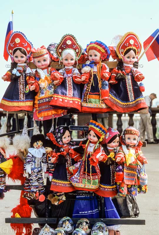 Folk dolls for sale at a street market