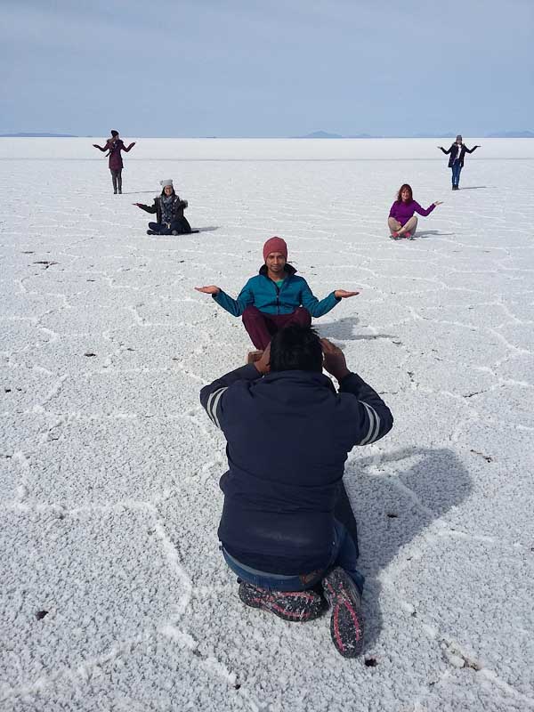 Tourists love to pose for selfies on the salt pans...