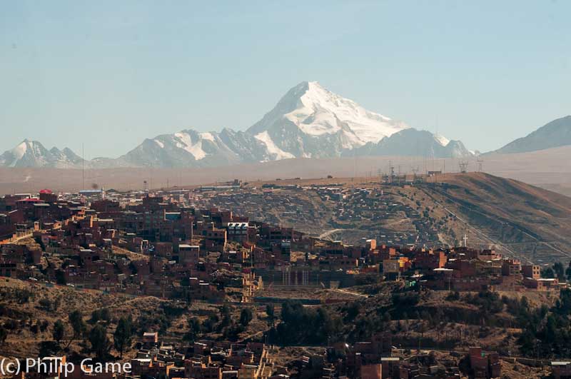 Huayna Potosi rising above La Paz