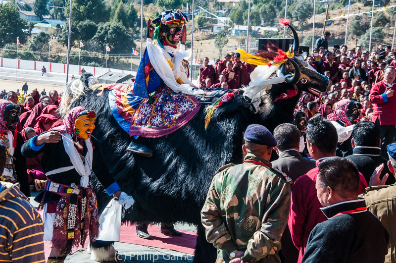 Ceremonial 'yak' dance for the visiting Karmapa Lama