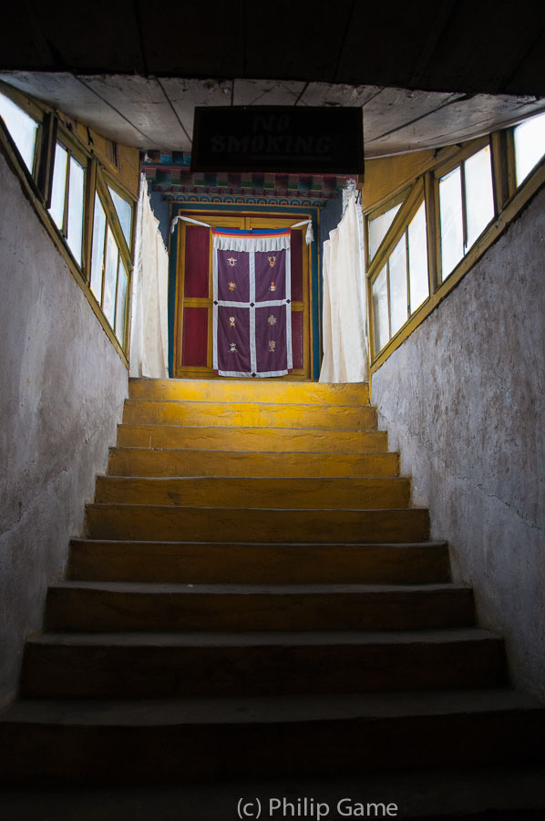 Entering a gompa (temple) on the Se La