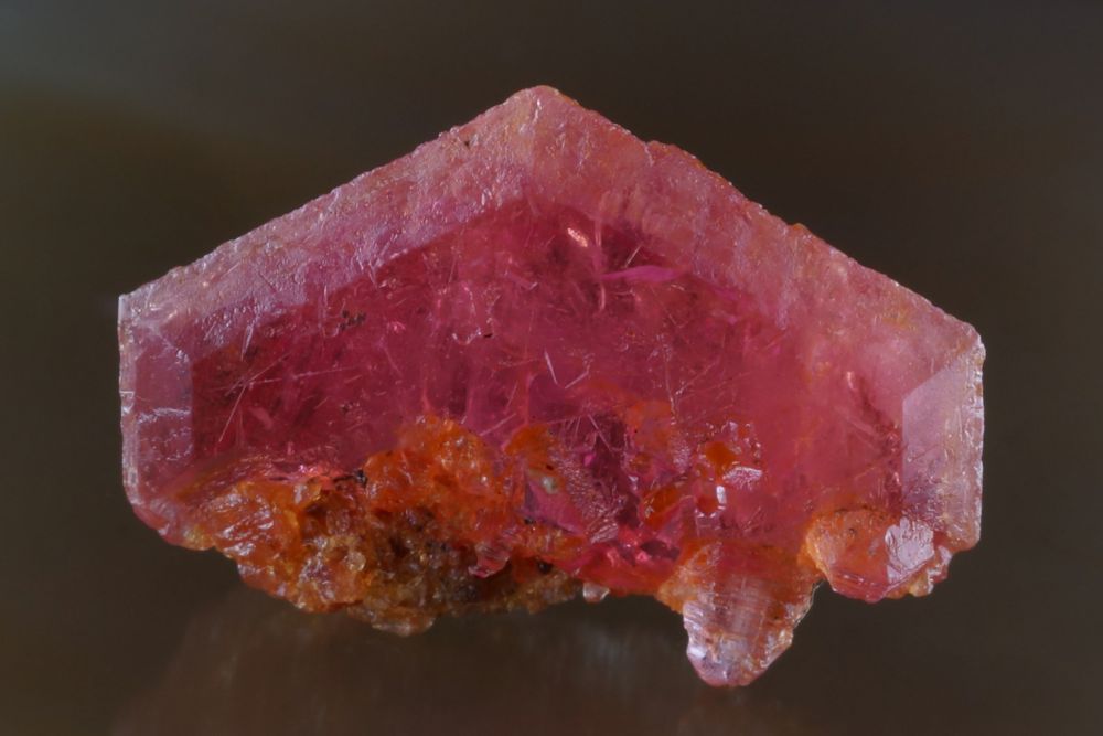 Pezzotaite sharp 2 cm gem crystal. Sakavalana Mine, Ambotavita, Mandrosonoro area, Fianarantsoa Province, Madagascar 