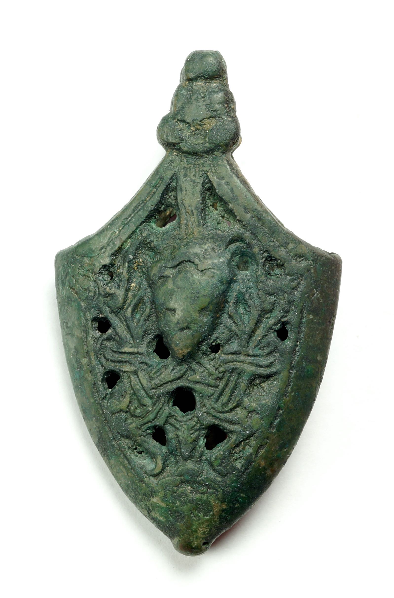 Paulsens Borre Style type B copper alloy sword chape, 69 mm. Ukraine.