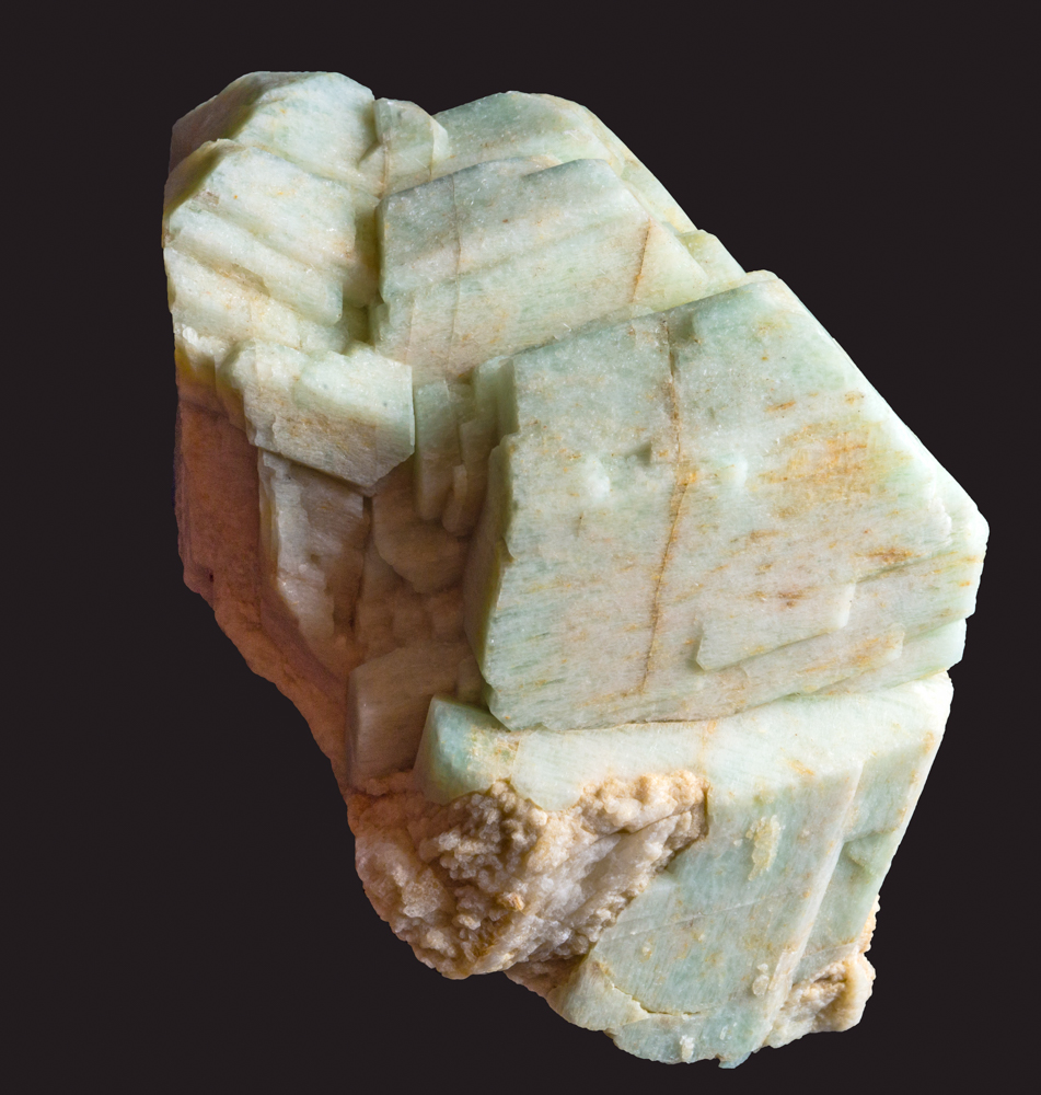 Green microcline var amazonite, manebach twinned. 11 x 7 cm. Konso, Southern Nations and Peoples Region, Ethiopia