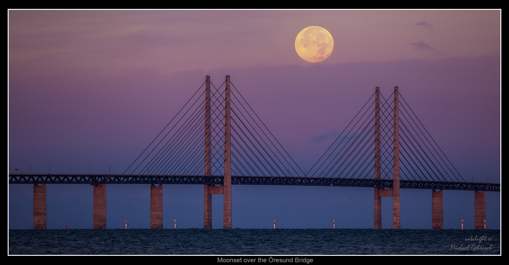 Moonset Over the resund Bridge