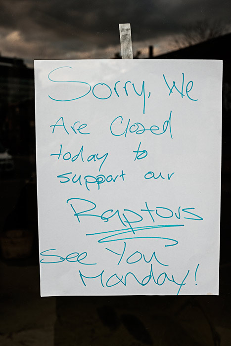 Closed Today to Support Our Raptors