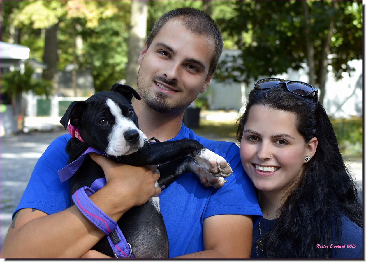 Our Grandson and his girl friend with puppy Lady Belle