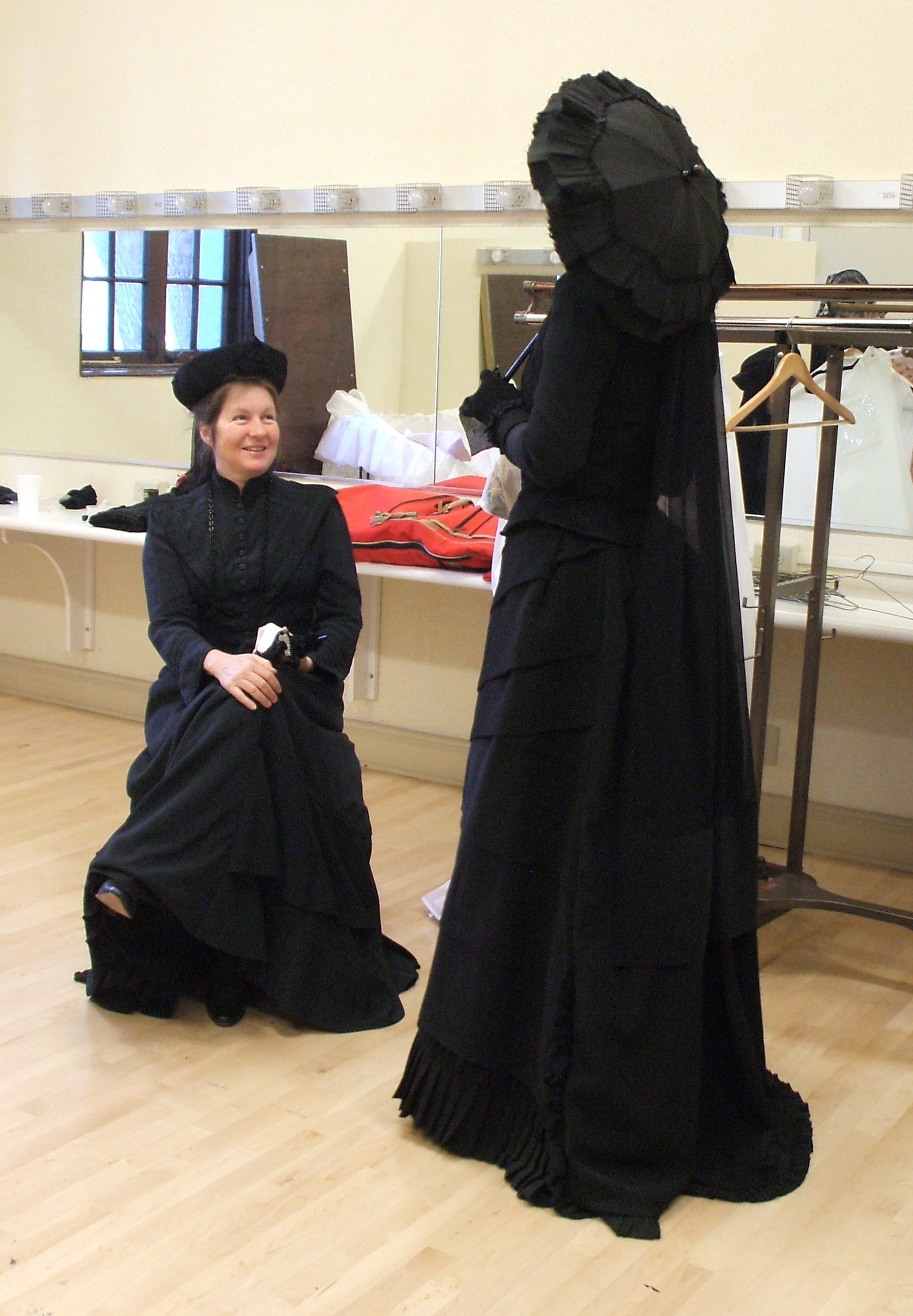 Backstage before Dickens fashion show Arlene T(1901), Kathy L(1870)