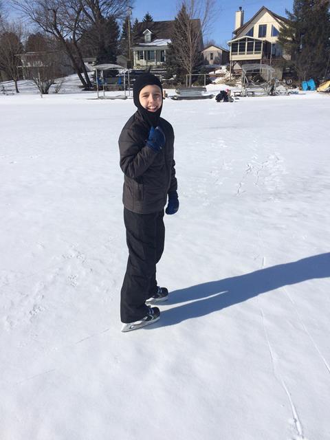 standing upright on skates!