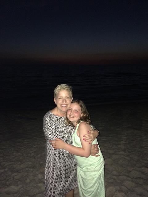 hugging on the beach